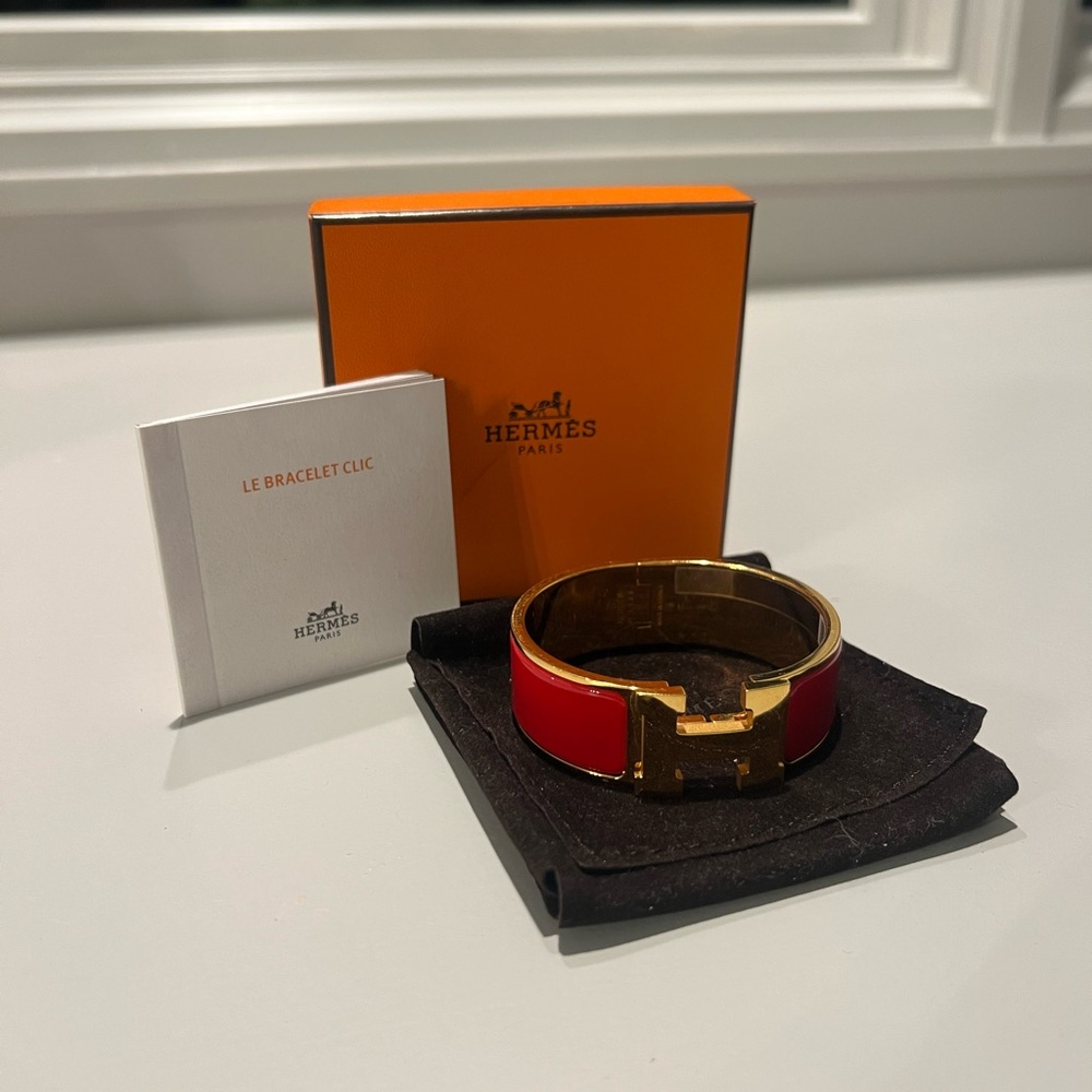 Hermes Red and Gold Bracelet